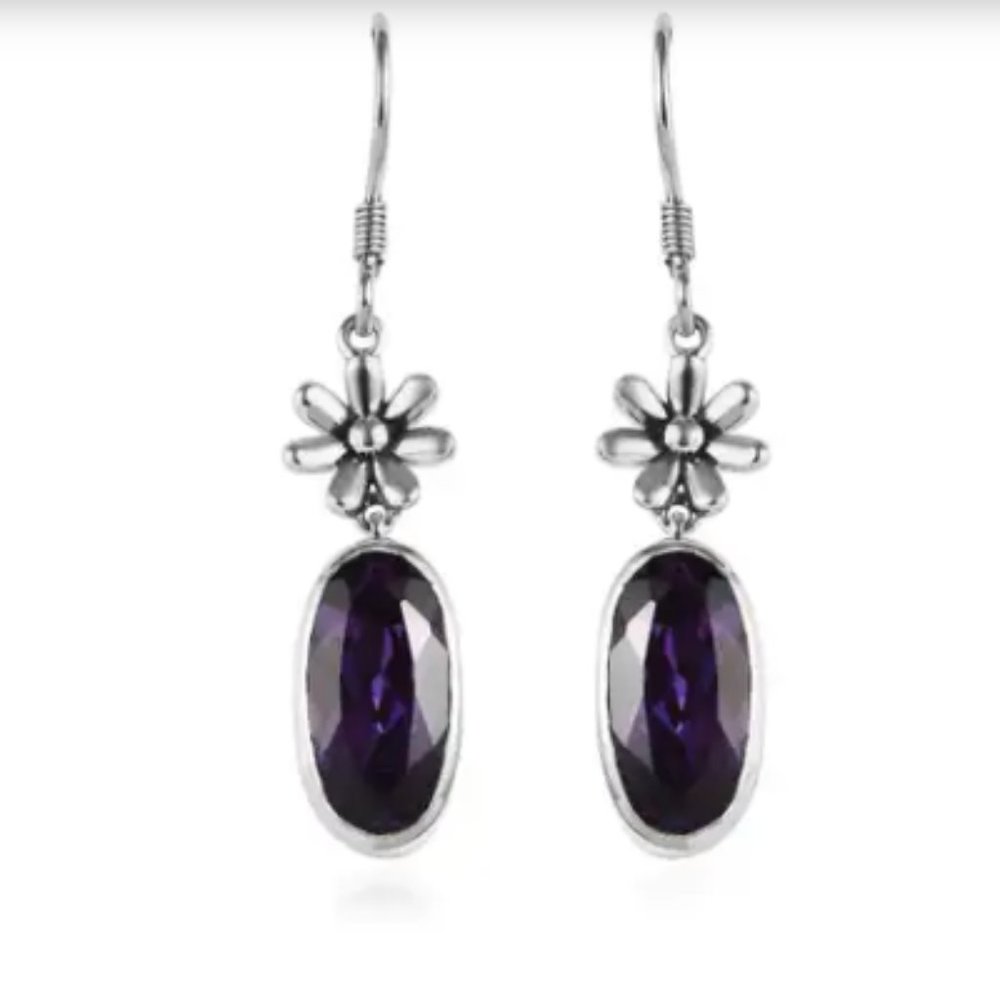 Lab Grown Color Change Sapphire Earrings in Sterling Silver - Picture 2 of 3